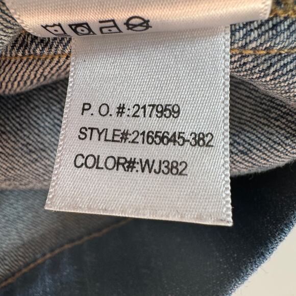 Paige Denim Jean Jacket Dark Wash Womens Large Trucker Western Biker EUC Boho - Picture 14 of 14